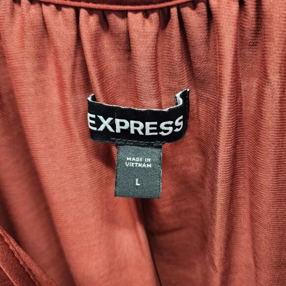 NEW EXPRESS Maxi Slip Dress Large Sliy Rust Ruffle Straps NWT‎ $98 - Picture 9 of 14